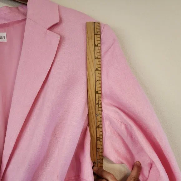 MNG by Mango Women Blazer Suit 100 Linen, Line, 1 botton front, Pockets, Lined - Picture 14 of 15